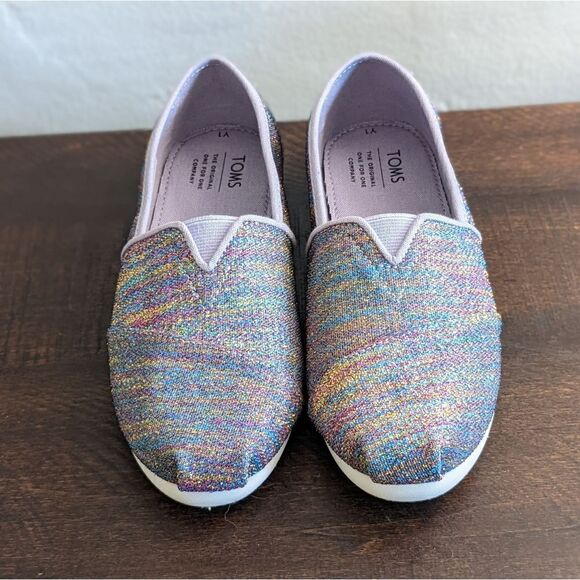 Drizzle Grey Multi Glimmer Woven Youth Classic TOMS - Picture 1 of 7